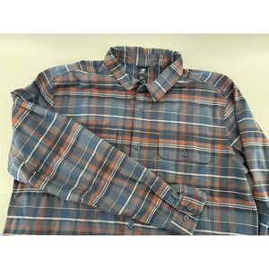 Mountain Hardware Flannel Shirt  2XL Long Sleeve Navy Plaid Hiking Outdoor